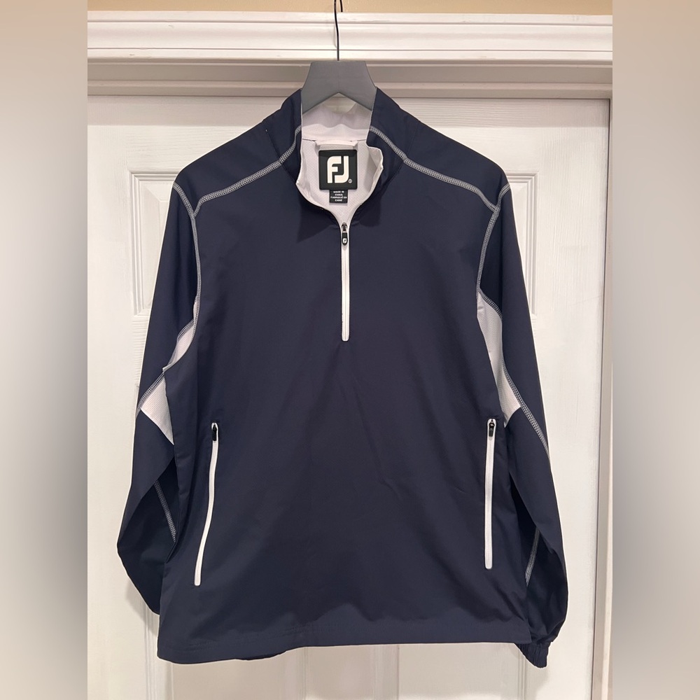 FootJoy Navy and White 1/4-Zip Performance Golf Pullover men’s small